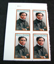 US Plate Block Stamp Scott# 3651 Harry Houdini 2002 MNH L591