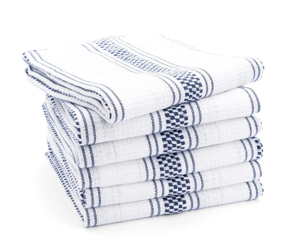 WOVEN KITCHEN TOWELS SET OF 4, Black-White, 18''x28''.