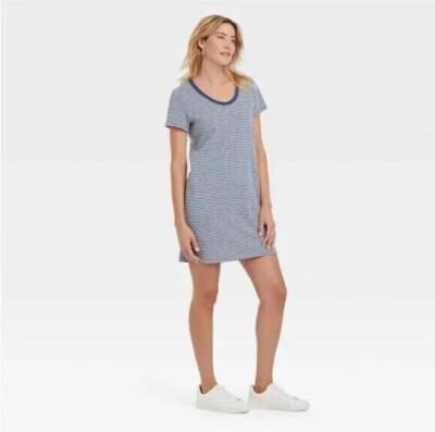 women's short sleeve t-shirt dress - universal thread Universal Thread Dresses | Universal Thread Women's Blue Striped Size L Short Sleeve T-Shirt Dress | Color: Blue/White | Size: L