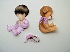 3D- U Pick - BE8 Girl Boy Twins Sleeping Bear Scrapbook Card Embellishment