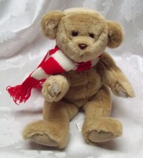 Plush Fabulous Faux Fur Teddy Bear Brown 12" Head Body Moveable 360 R W Scarf