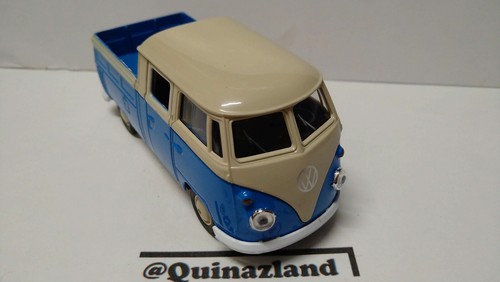 Welly Volkswagen T1 double cab pickup bleu (Cart) - Imagen 2 de 4