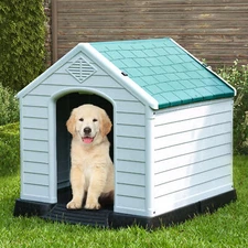 28.5" Plastic Dog House Outdoor Pet Puppy Kennel Weather & Water Resistant