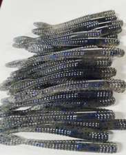 3.5 IN Paddle Tail (SMOKE BLUE FLAKE/)-drop shot/Finesse Worms-HEAVY GARLIC 30CT