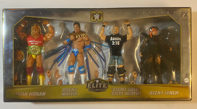 WWE 60 ANNIVERSARY 4-PACK HOGAN+ROCK+STONE COLD+BECKY (vedi foto / see pics)