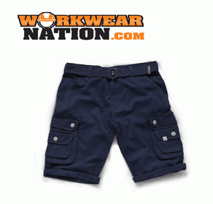 Scruffs Vintage Cargo Shorts with Belt NAVY Work Combat Short