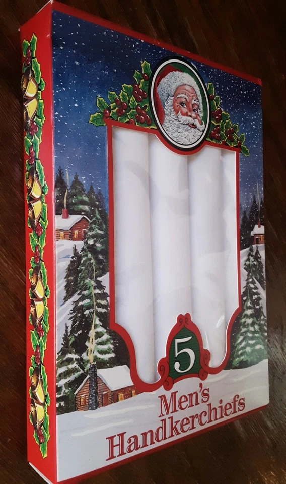 Paquete de 5 pañuelos de colección regalo de Navidad de algodón gráficos retro nuevos de stock Foto 4 de 4