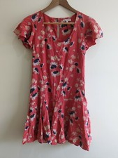 Juicy Couture Pink Floral Silk Flutter Short Sleeve Short Shift Dress Size 2 XS