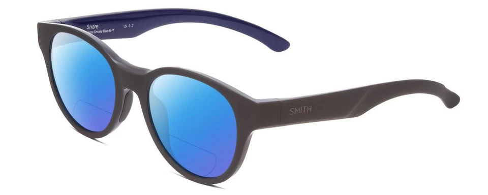 Gafas de sol Smith Optic Snare unisex redondas polarizadas BIFOCALES gris humo azul 51 mm Foto 4 de 4