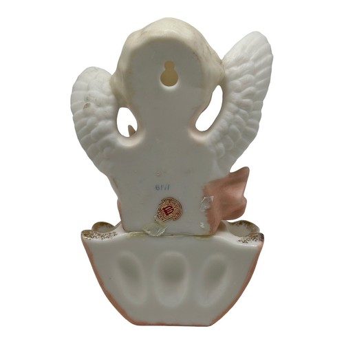 Vintage Holy Water Font Beautiful Angel Holding Rose Blue Eyes 4”x 6.5” Ardalt - Picture 8 of 12