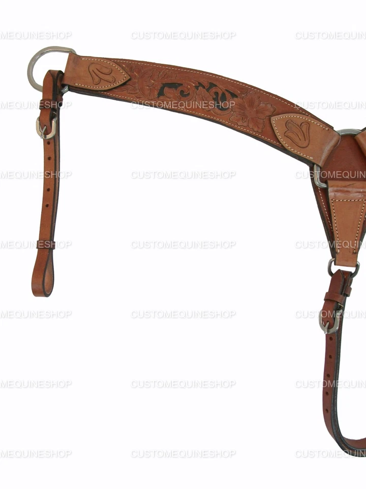 WESTERN BREAST COLLAR FOR ROPING BARREL RACING TRAIL HORSE TOOLED LEATHER TACK - Image 3 of 4