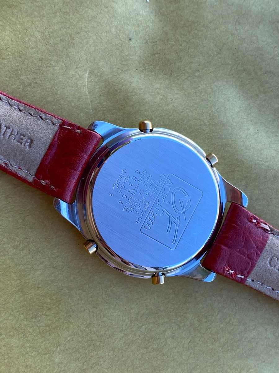 Citizen O.F. Action 2000 Quartz Watch Blue Dial Date Silver Tone New Battery SM Price - 4.2k Citizen eco drive action 2000 from the 1990s  main image 4