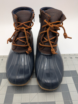 Sperry Womens Duck Boots Rubber Leather Sz 10M