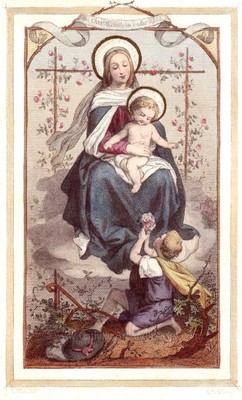 Christ Child in the Rose Bower   3 sizes   Based on Vintage Holy Card   Catholic