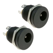 2x 2.5mm x 5.5mm Round Panel Mount Female Socket DC Connector Jack Plug