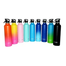 Stainless Steel Vacuum Insulated Double Wall Water Bottle  w/3 Lid, Straws, Clip