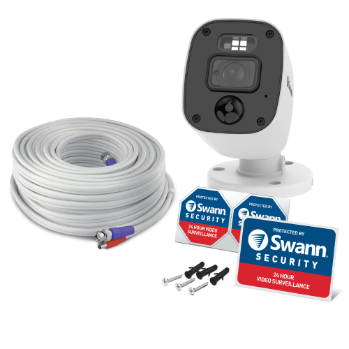 Swann PRO-1080MQB 1080p Enforcer Bullet CCTV Camera Flash Light Audio ...
