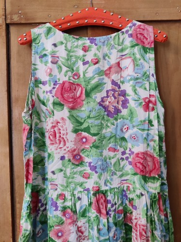 Abito estivo donna cotone floreale vintage retrò prime time anni 80 taglia M/L verde midi - Foto 5 di 11