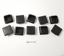  10 Square 1-1/2" 1.5" 10-14 Ga Black Tubing Tube End Plugs Plastic Insert Caps