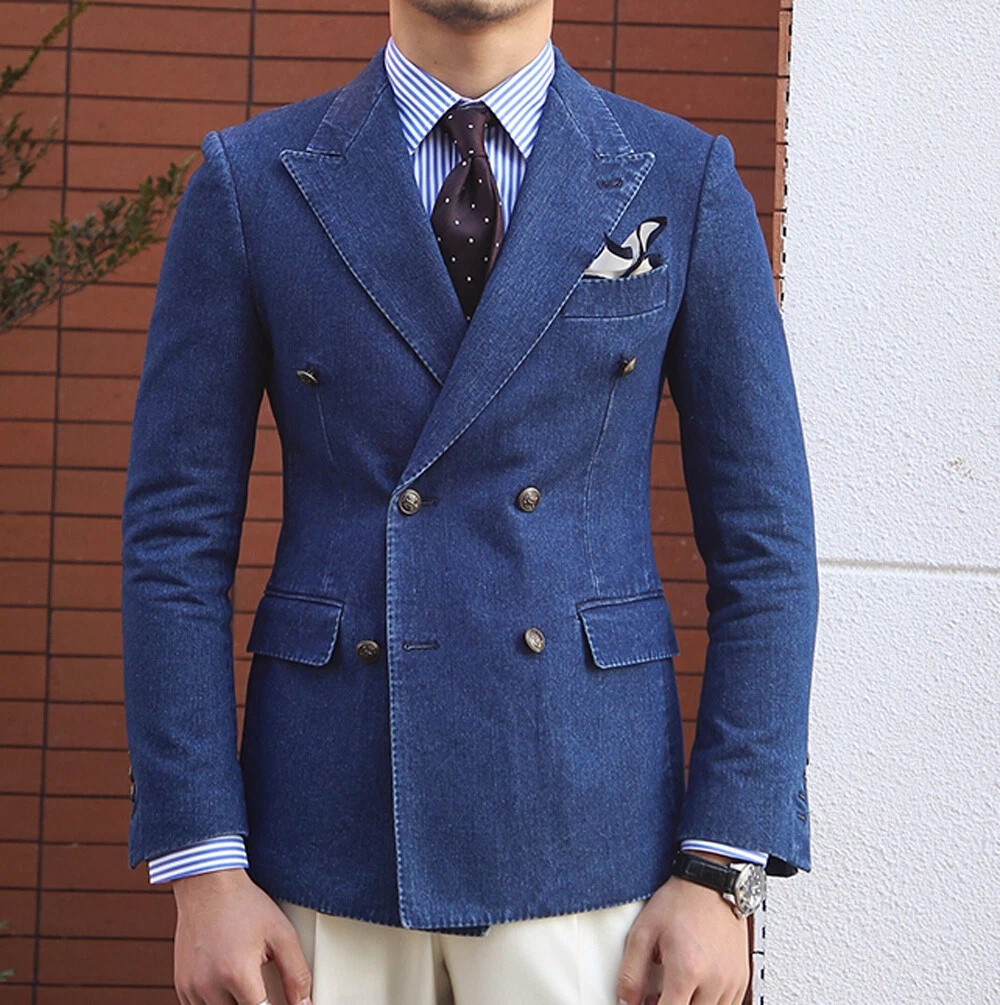 Double breasted shop denim blazer