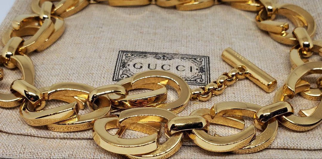 Ancien collier GUCCI époque Tom Ford doré objet vintage très bon état