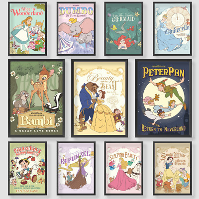 Vintage Disney Prinzessin Wandbild Poster Druck Bild Geschenk Zuhause Kinder A4 A3