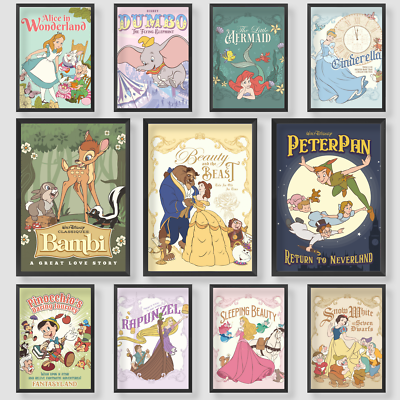 #ad Vintage Disney princess Wall Art Poster Print Picture Gift Home Kids A4 A3 GBP 13.99