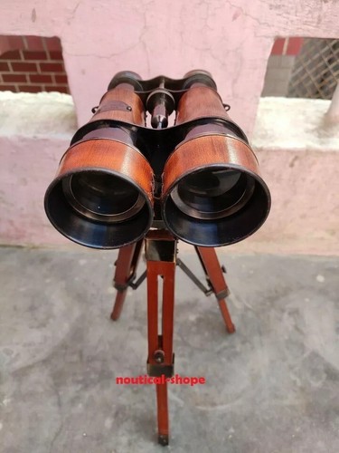 Antique Vintage Binoculars DOLLOND LONDON Maritime Spyglass With Wooden Tripod - Picture 4 of 6