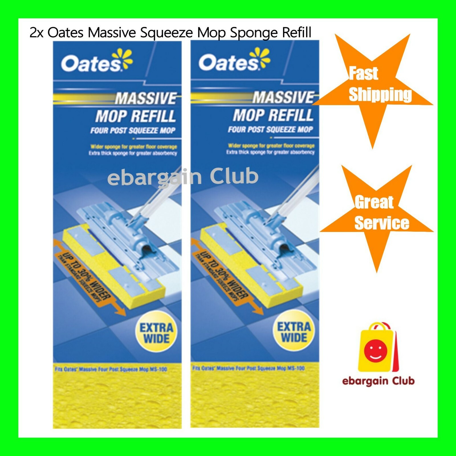 2x Oates Massive Squeeze Mop Sponge Refill eBay