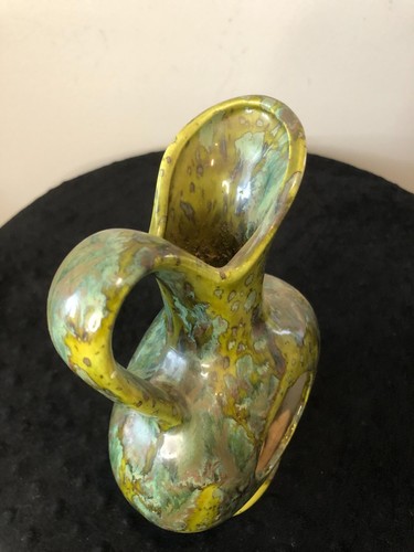 Vtg. Green Studio Pottery Jug Signed R.T. w/ Mercedes Gebr Hauser Clock Germany - Picture 6 of 11