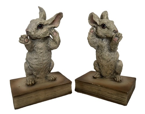 Vintage CHRISDON Bunny Rabbit Bookend Set Expo Inc Bookends Cottage Core! - Picture 2 of 9