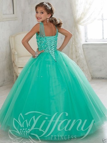 Party Prom Birthday Dress Tulle Flower Girl Kid Pageant Dance Ball Gown Princess - Picture 2 of 10
