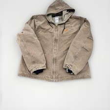 CARHARTT J141 Brown Sierra Jacket Men 3XL Tall Sherpa Lined Sandstone Hooded EUC