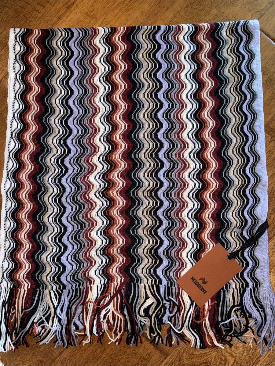 MISSONI ニットストール マルチカラー 波柄 大判 ミッソーニ 総柄ニット マフラー ストール マルチカラー イタリア製