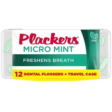 Plackers Micro Mint Flossers Travel Case, Pack of 12 12 Count (Pack 12) 