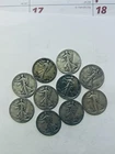 30’S  Walking Liberty Half Dollar - 90% silver 10 Coin Lot. 5 With Mint Mark.