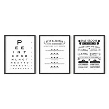 Bathroom Wall Art - Set of 3 Funny Prints, Signs and Decor 11x14 Black Framed 