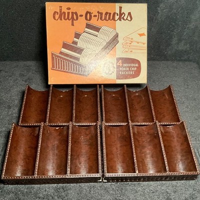 VTG-BAKELITE - Pleasantime Games Chip-o-Racks Poker Chip Racks -1 BOX/4 RACKS