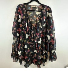 Victoria s Secret Gold Label Lingerie Top Size M / L Sheer Ruffle Butterfly VTG