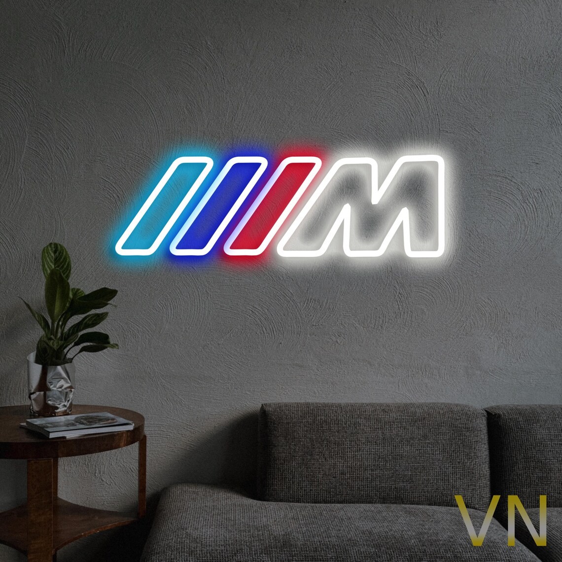 BMW M Logo Neon Sign 23x9 in - Bmw Logo Neon Light - BMW M Logo