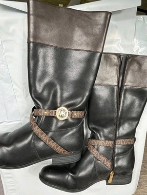 Michael Kors girls Zip Up Riding Boots Black Brown Size 6 