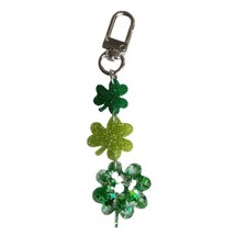 Sparkling Gradient Clovers Pendant Acrylic Key Ring Fashionable Everyday