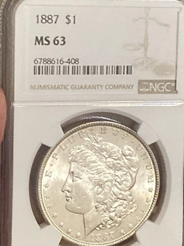1887 SILVER MORGAN Dollar NGC MS63