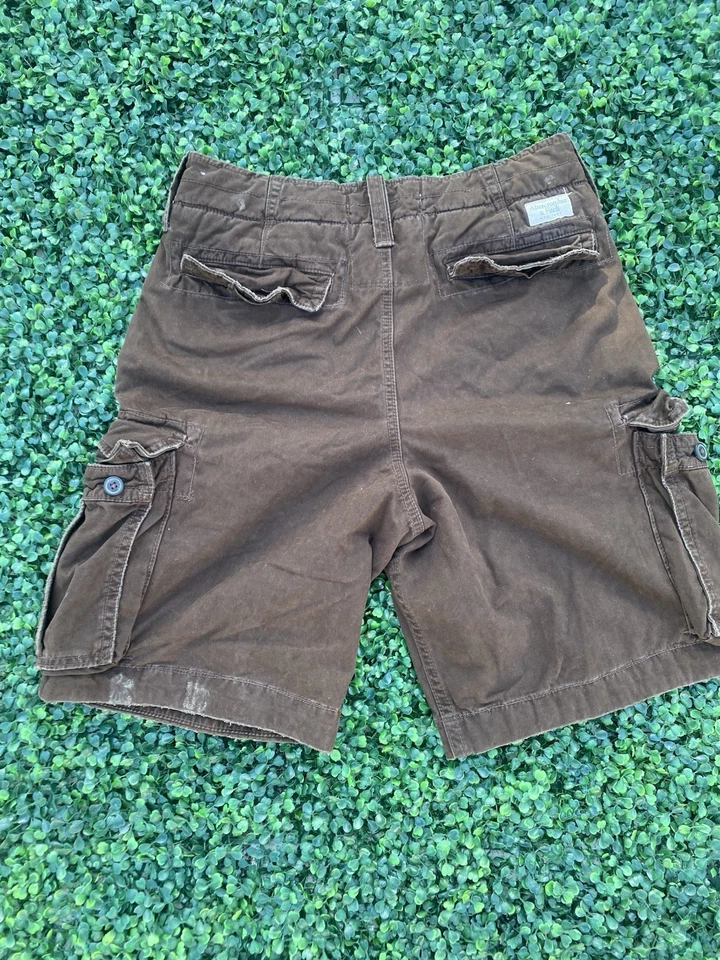 Vintage Abercrombie & Fitch Men's Cargo Shorts Size 32 Brown Distressed Cotton - Image 2 of 4