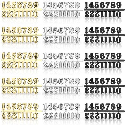 15 Pieces Clock Numerals Kit in Black Silver Gold DIY Digital Clock Numbers C...