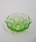 Vintage 5" Hazel Atlas Glass Serving Bowl Green Depression Diamond Arches