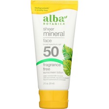 Fragrance Free Alba Botanica Face Sunscreen Spf 50 Sheer Mineral Lotion 1 Pack