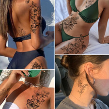 23 Sheets Flower Temporary Tattoos for Women - Waterproof Realistic Rose Orch...
