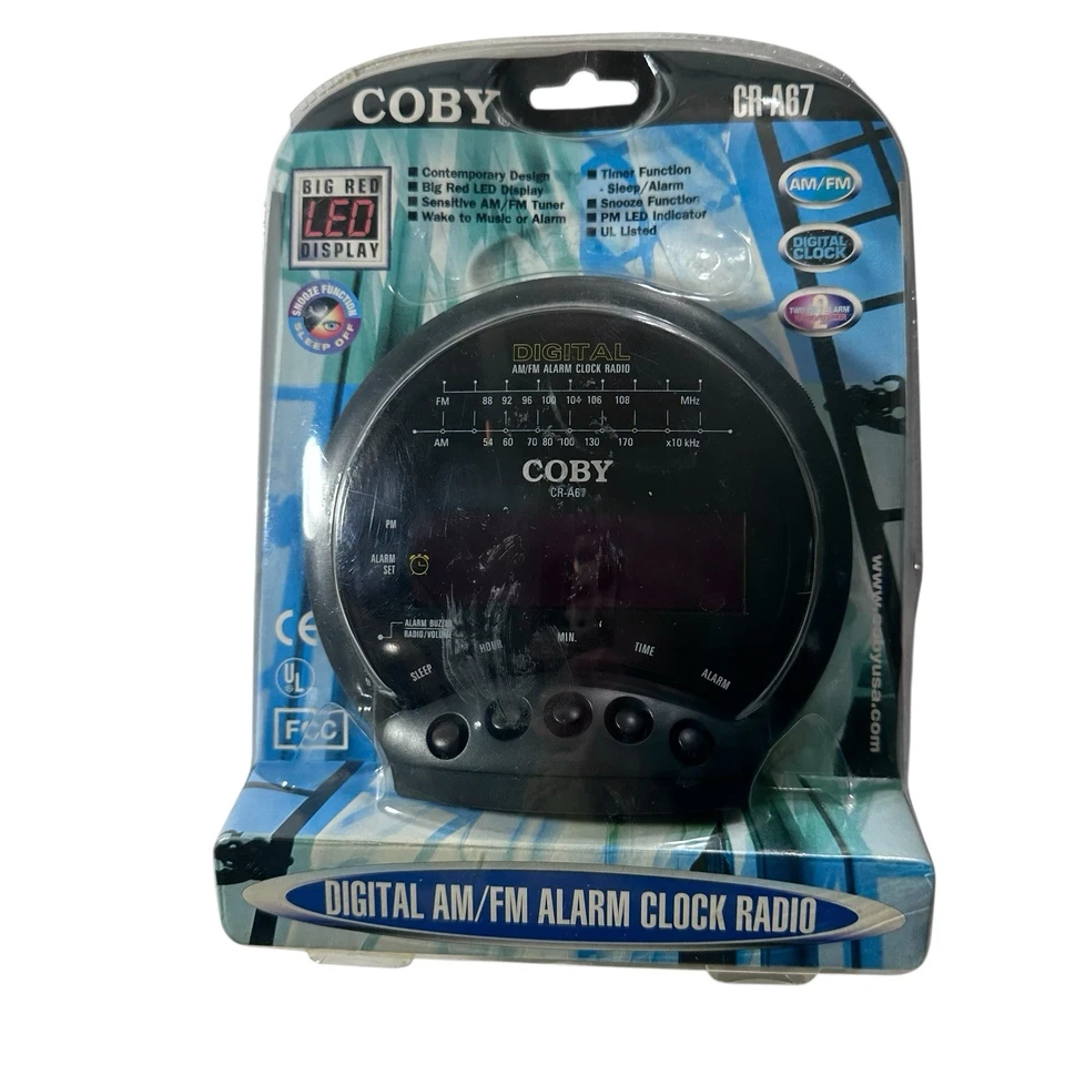 COBY  # CR-A67 DIGITAL AM/FM ALARM SET CLOCK 2 BAND RADIO New Package Is Damage - Image 4 of 4