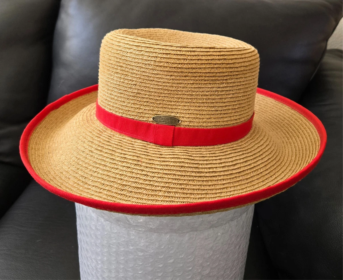 Lack of Color Straw Sun Hat Womens S Burgundy Wide Brim UPF50+ Beach Resort Boho Lack of Color Women main image 2